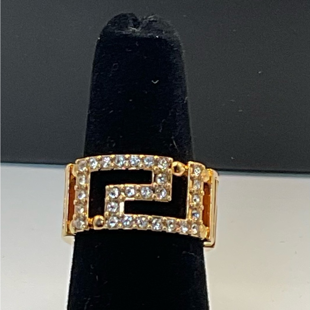 Versace Gold Crystal Embellished Ring - Picture 8 of 11